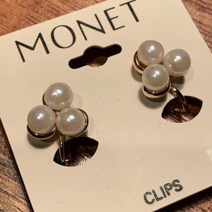 NEW Monet Pearl cluster clip-on earrings